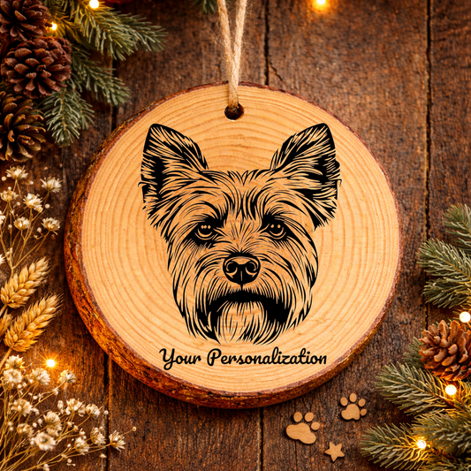 Yorkshire Terrier Dog Ornament – Rustic Wooden Keepsake