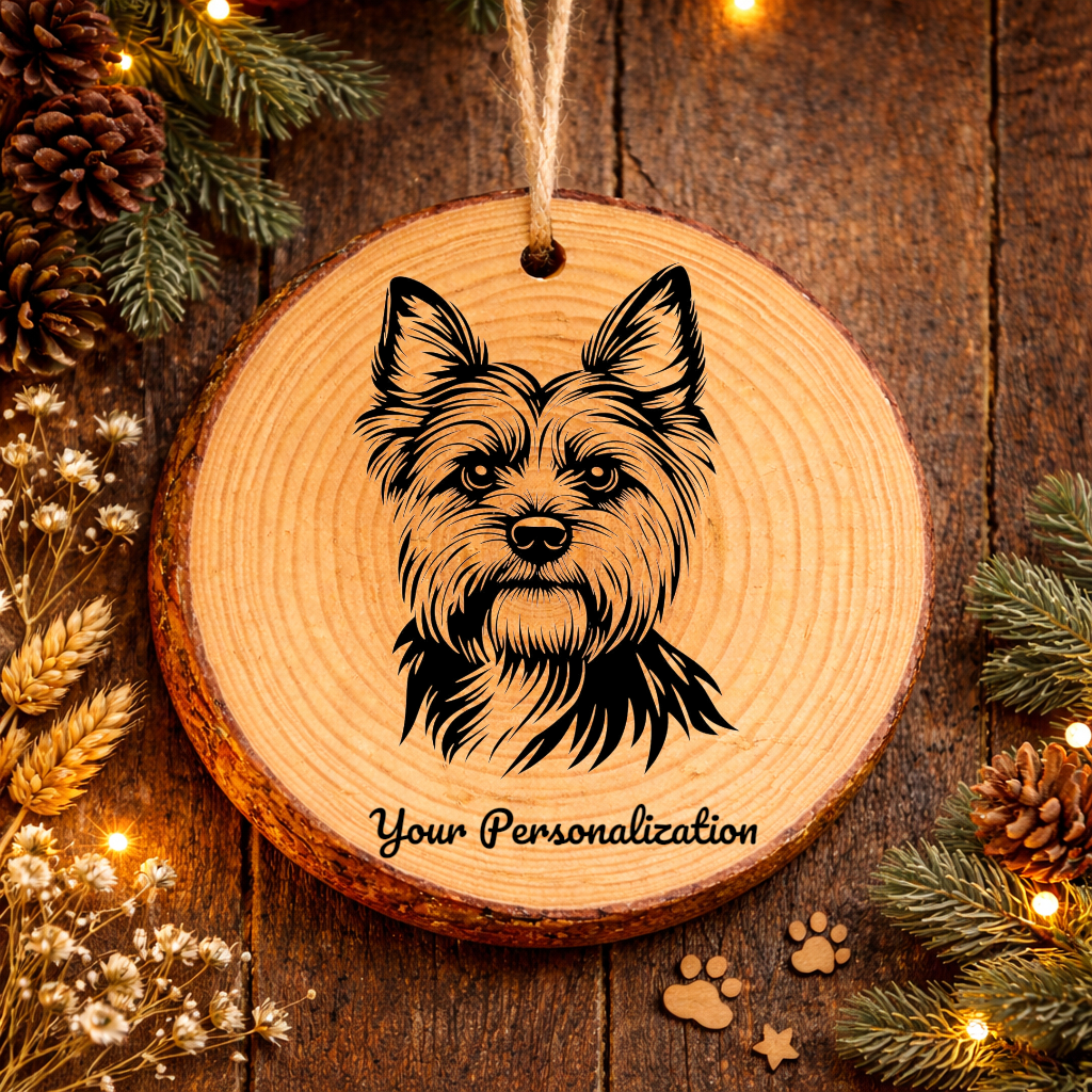 Yorkshire Terrier Dog Ornament – Rustic Wooden Keepsake