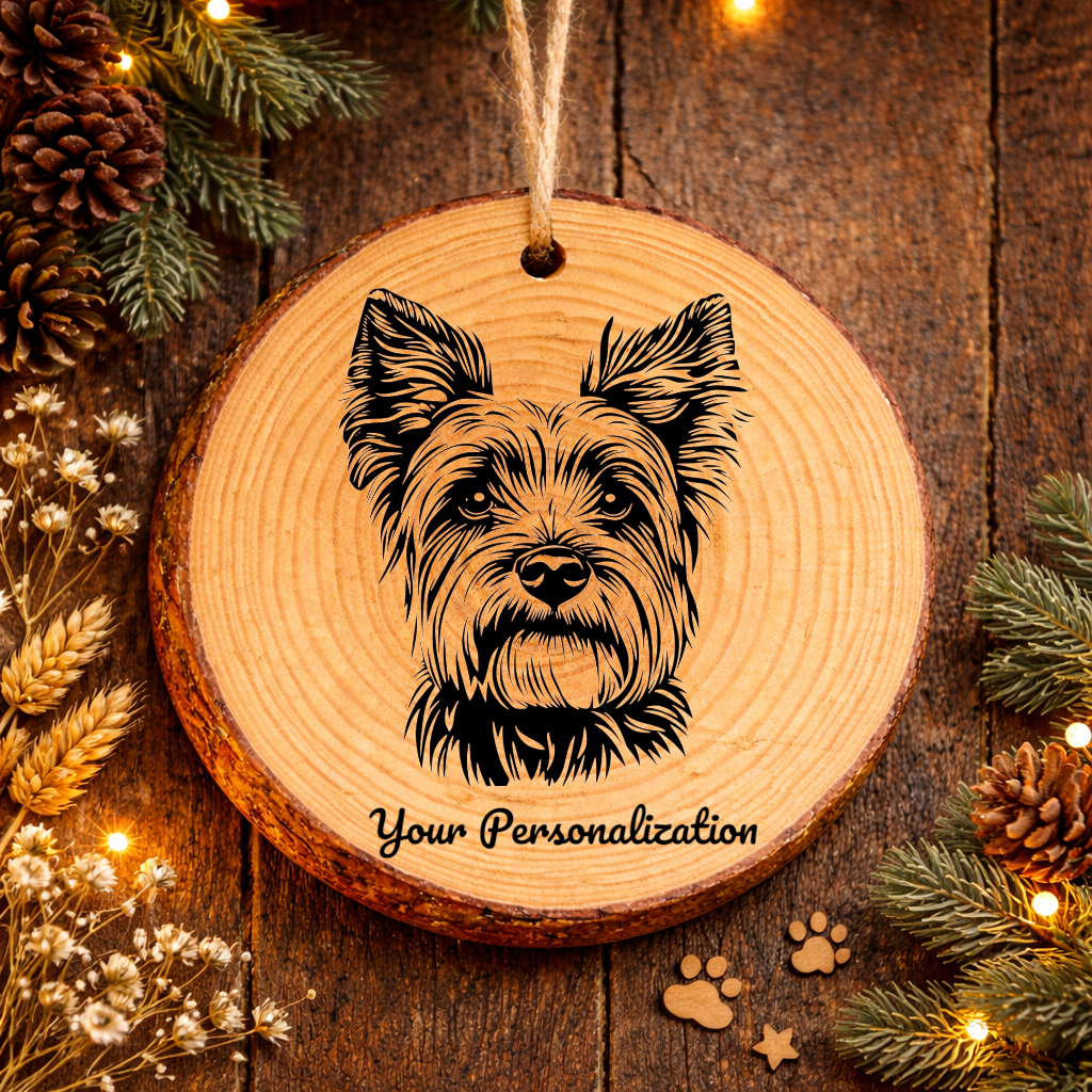 Yorkshire Terrier Dog Ornament – Rustic Wooden Keepsake