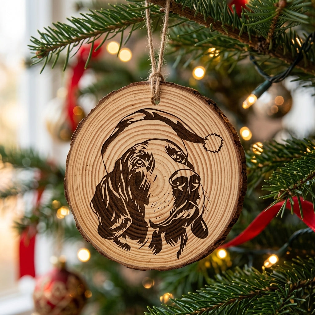 Bracco Italiano Santa Hat Dog Rustic Pine Christmas Ornament