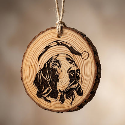 Bracco Italiano Santa Hat Dog Rustic Pine Christmas Ornament