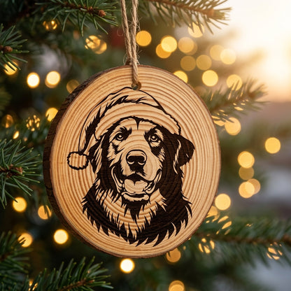 Anatolian Shepherd Santa Hat Dog Santa Hat Dog Rustic Pine Christmas Ornament