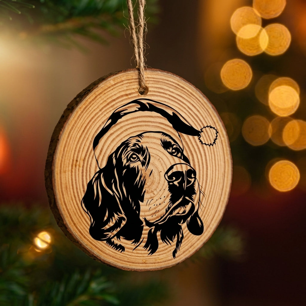 Bracco Italiano Santa Hat Dog Rustic Pine Christmas Ornament