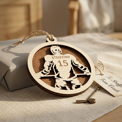 Ice Hockey Layered Ornament - Male or Female Versions available