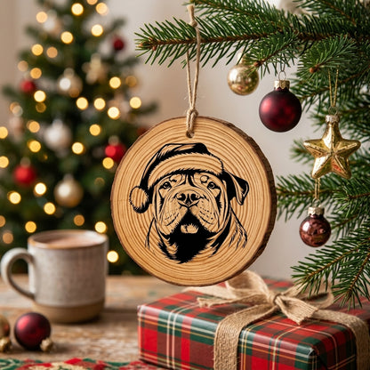 Chinese Shar-Pei Santa Hat Dog Ornament – Rustic Wooden Keepsake