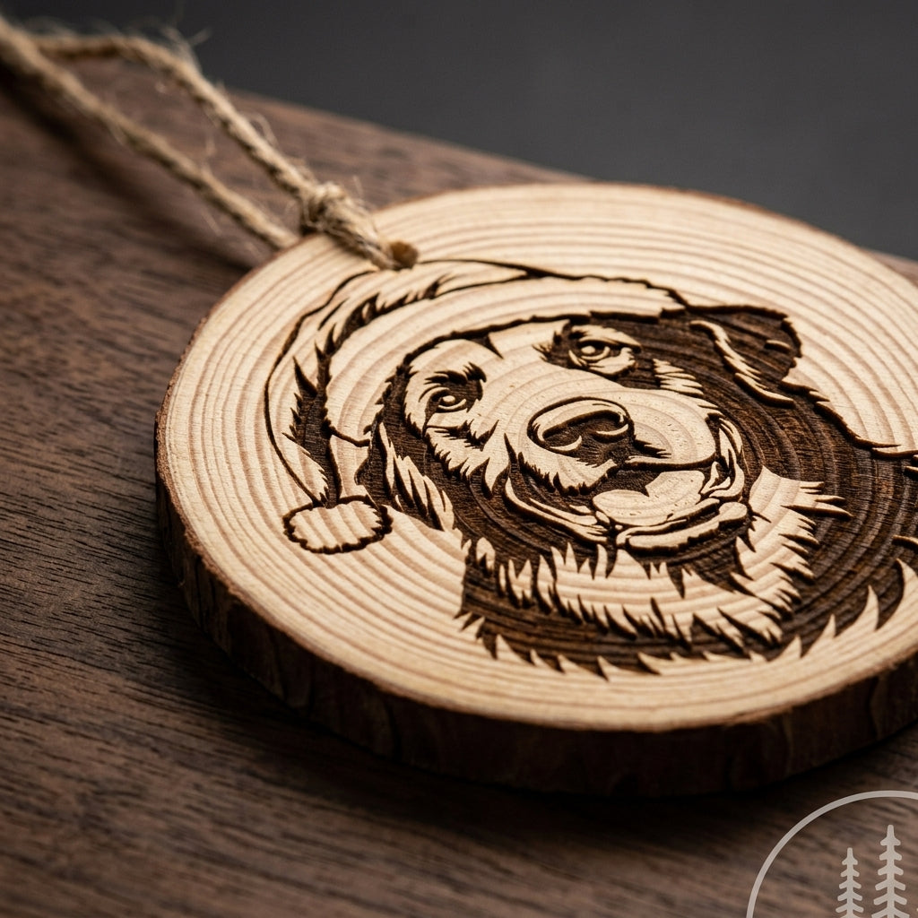 Anatolian Shepherd Santa Hat Dog Santa Hat Dog Rustic Pine Christmas Ornament