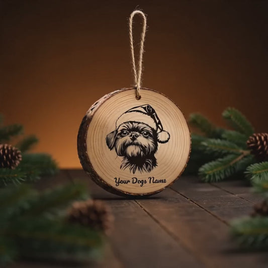 Affenpinscher Santa Hat Dog Rustic Pine Christmas Ornament