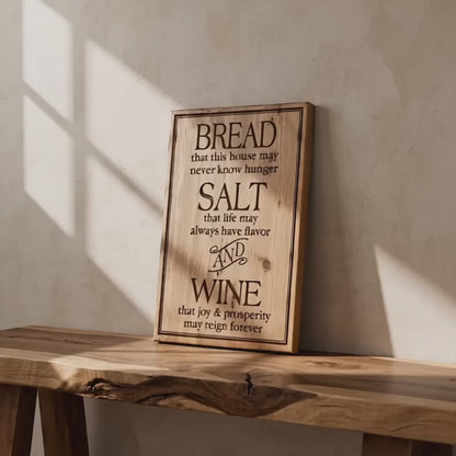 Bread Salt and Wine Blessing Sign