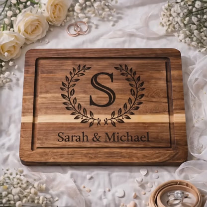 Monogrammed Wedding Acacia Cutting Board