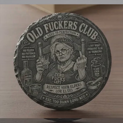Old F-Club Female Slate Drink Coasters - Set of 4